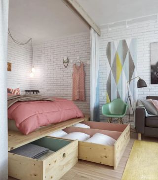 北欧风格40平方单身公寓装修设计实景图