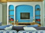 地中海风格客厅马赛克瓷砖电视背景墙设计2014图片