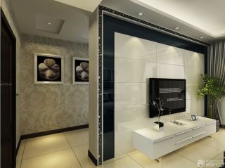 现代设计风格三室一厅瓷砖电视背景墙装修图