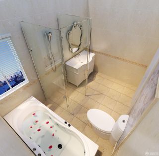 最新卫生间浴室钢化玻璃隔断装修效果图