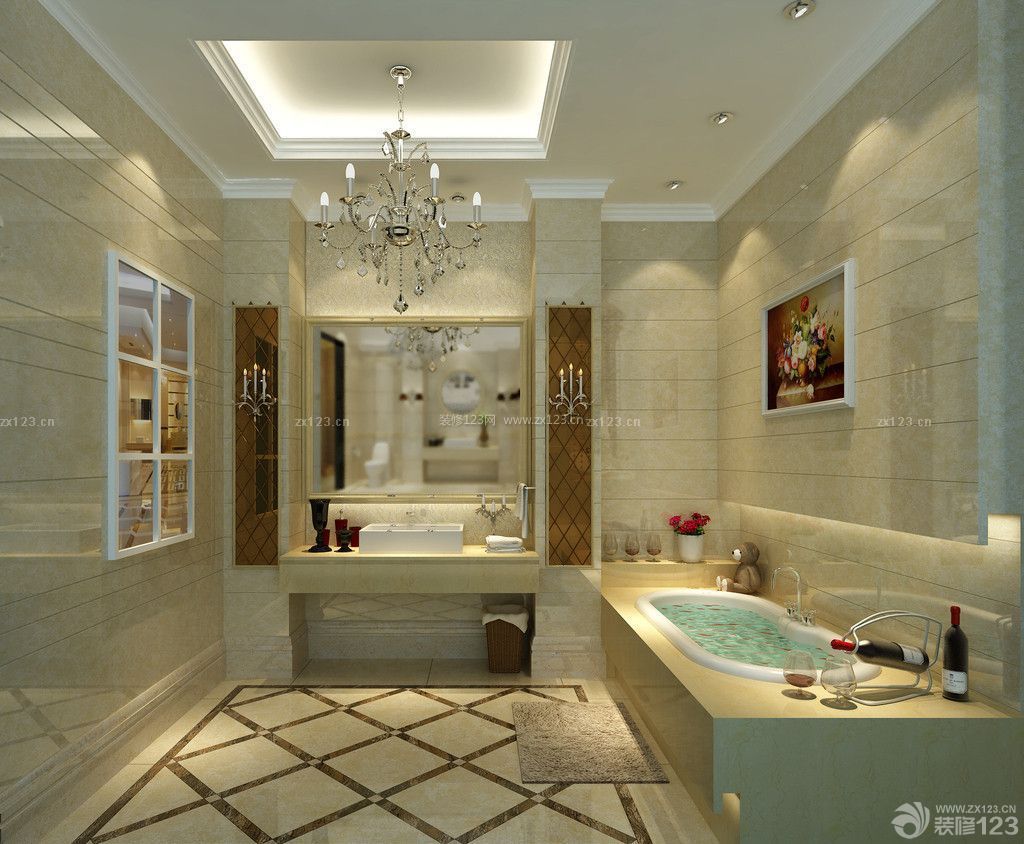 现代欧式混搭风格浴室装修效果图大全2014图片