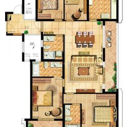 前程藏珑户型图E户型 4室2厅3卫 面积:167.00m2