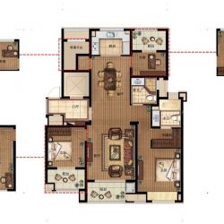 万科公园里户型图B户型 4室2厅 面积:138.00m2