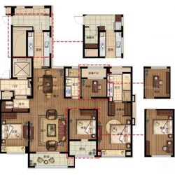 万科公园里户型图C户型 4室2厅 面积:168.00m2