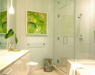 现代风格小户型浴室玻璃隔断门设计实景图