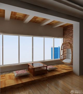日式风格客厅落地飘窗设计效果图