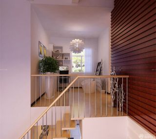 现代简约小阁楼楼梯不锈钢立柱设计效果图