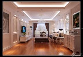欧式家装设计效果图 时尚客厅 深褐色木地板