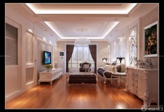欧式家装设计时尚客厅深褐色木地板图片大全