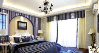 地中海风格主卧室床头背景墙装修图