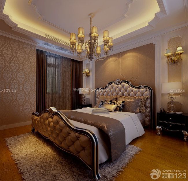 最新欧式家装设计主卧室床头背景墙图片