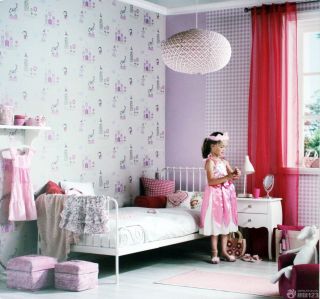 美式风格女孩房间墙纸装修效果图大全