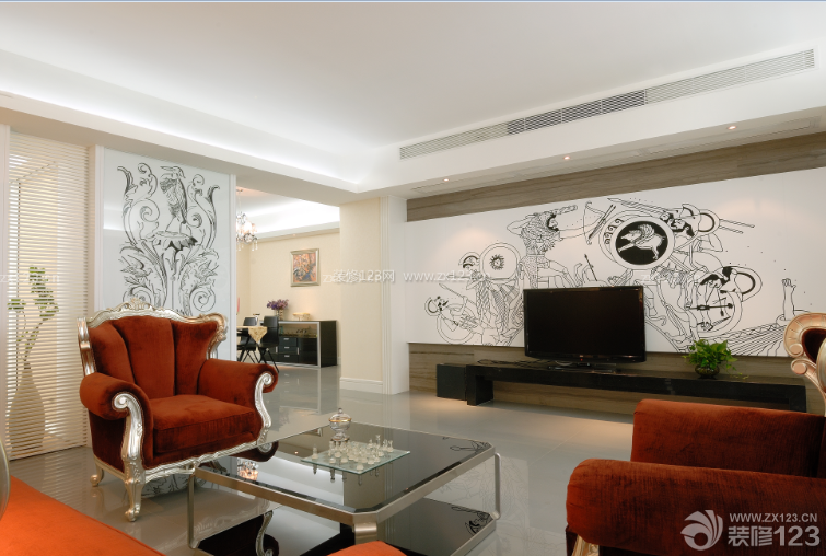 欧式家装设计效果图 时尚客厅 室内电视背景墙