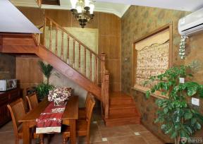 美式风格室内阁楼实木楼梯扶手设计图片