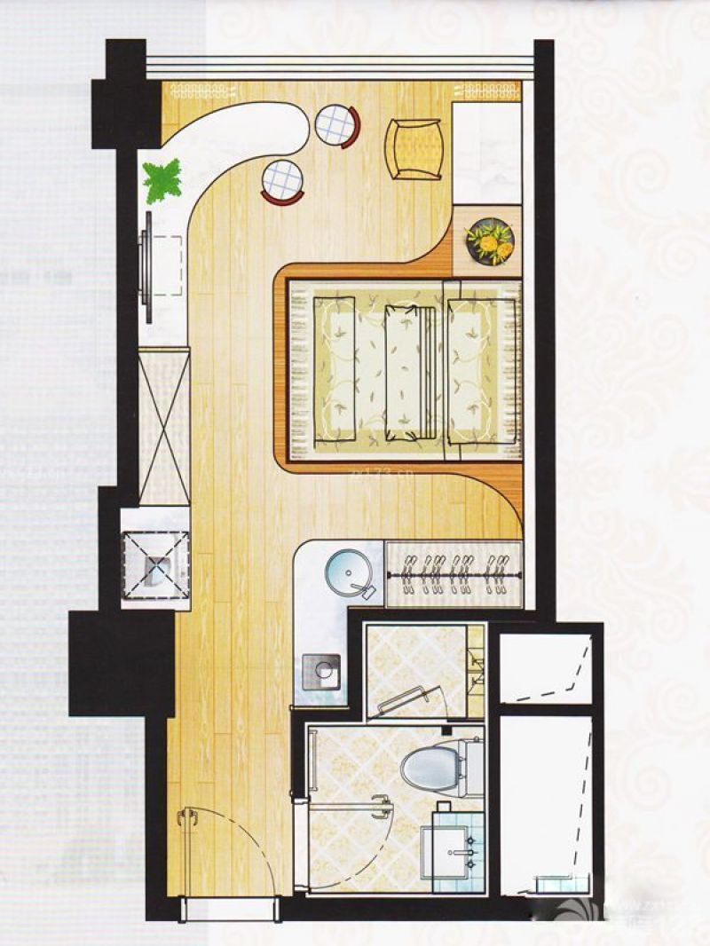 东山·铭泰公馆户型图06单元 1 面积:43.00m2