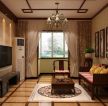 中式风格80平米家居客厅瓷砖铺贴效果图设计