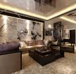 新中式风格客厅瓷砖拼花沙发背景墙设计