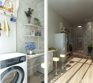 简约风格40平方单身公寓阳台洗衣机装修效果图
