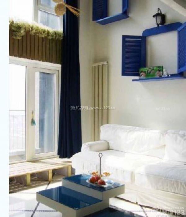小跃层房子装修设计方案三：纯美地中海风情小会客室
