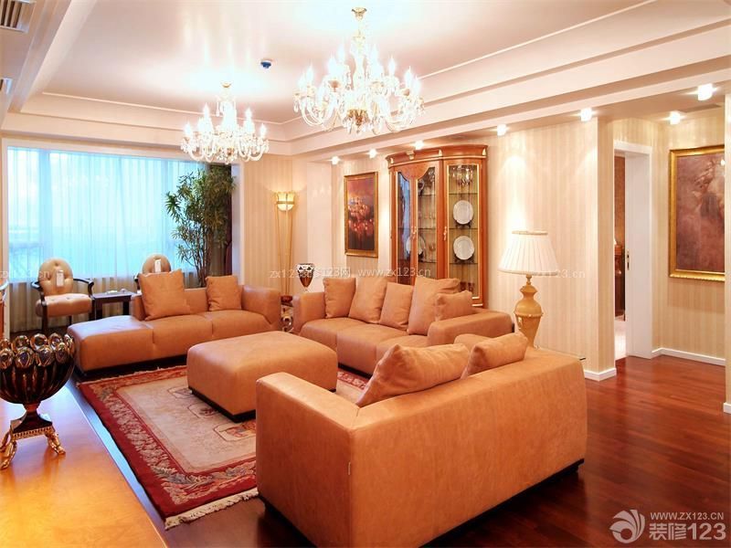 三室两厅美式家装组合沙发装修图片