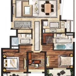 富力虹桥十號户型图D户型 3室2 面积:117.00m2