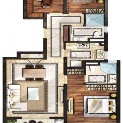 富力虹桥十號户型图C2户型 3室 面积:94.00m2