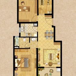 新城昱翠湾户型图B户型单身公寓 面积:76.00m2