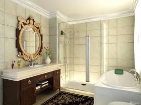 现代欧式混搭风格小浴室玻璃隔断墙设计效果图