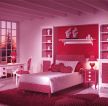 红色调女生小房间卧室写字台设计图片