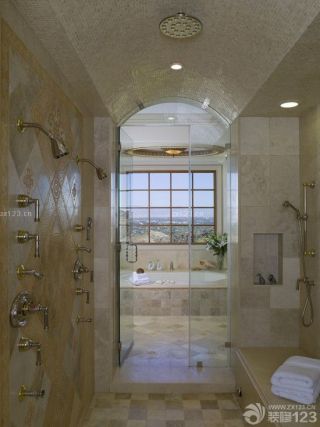 最新浴室仿古砖装修效果图大全2014图片