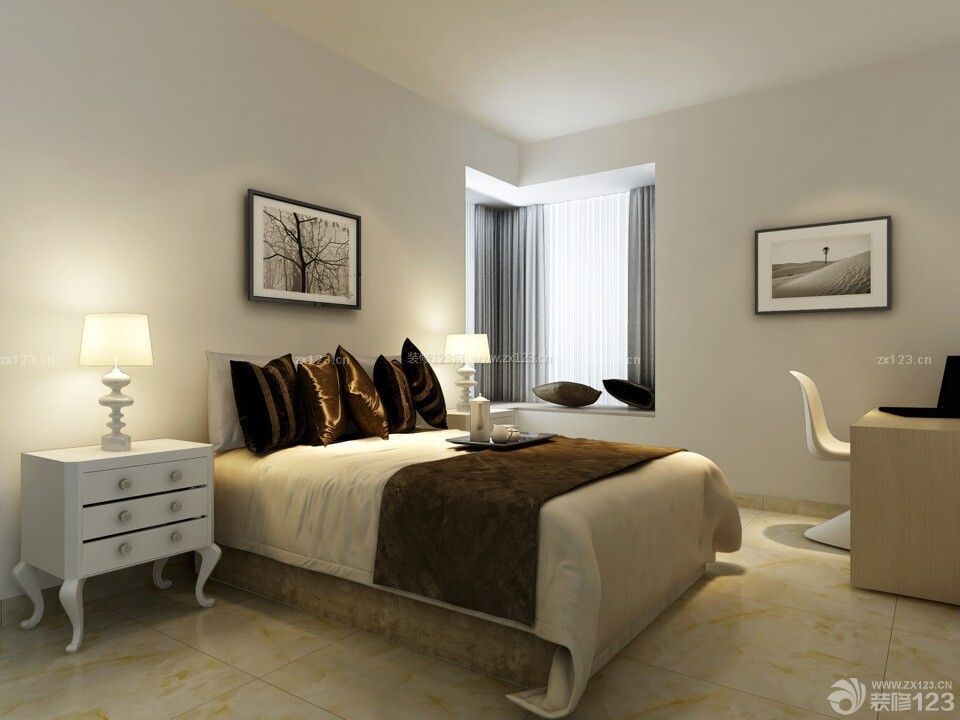 现代家居卧室装修设计室内双人床图片