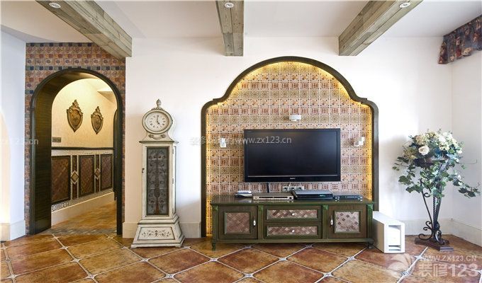 地中海风格贴图 室内电视背景墙 小跃层