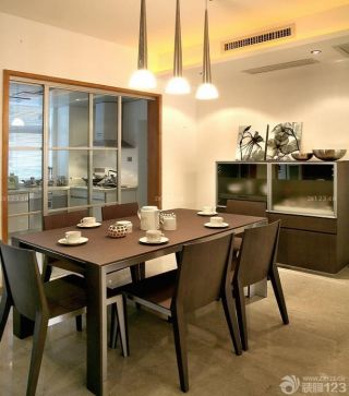 现代简约风格家庭餐厅方餐桌椅子图