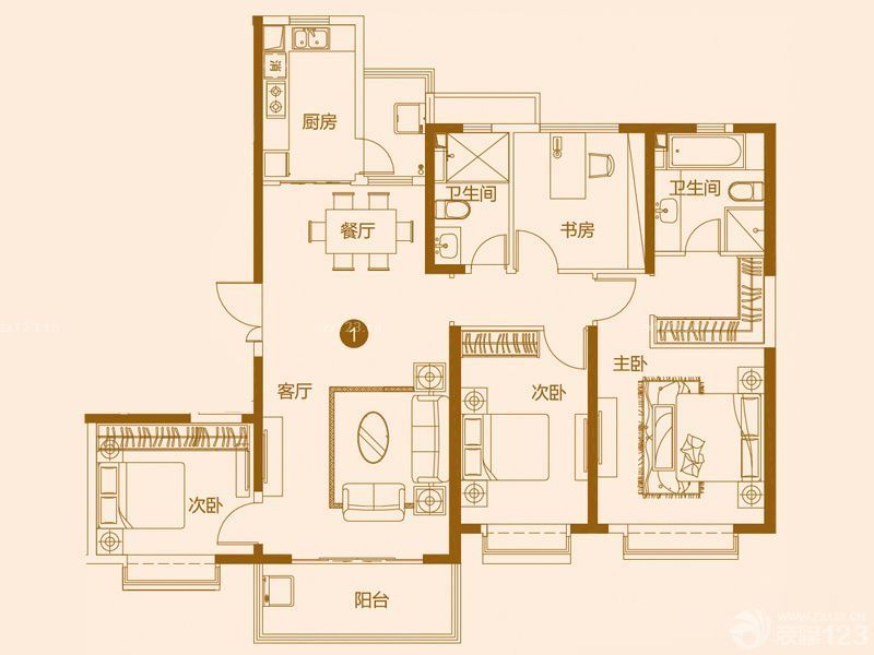 恒大帝景户型图9#楼2单元1户型 面积:180.00m2