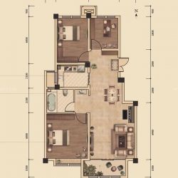 上海大公馆户型图E户型 3室2厅 面积:99.40m2