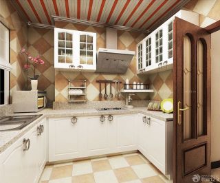 2014美式风格厨房仿古砖装修实景图
