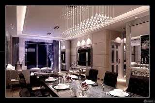 现代设计风格家庭餐厅水晶灯装修图