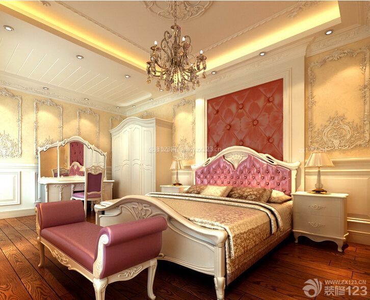 欧式家装设计效果图 卧室颜色搭配 软包背景墙