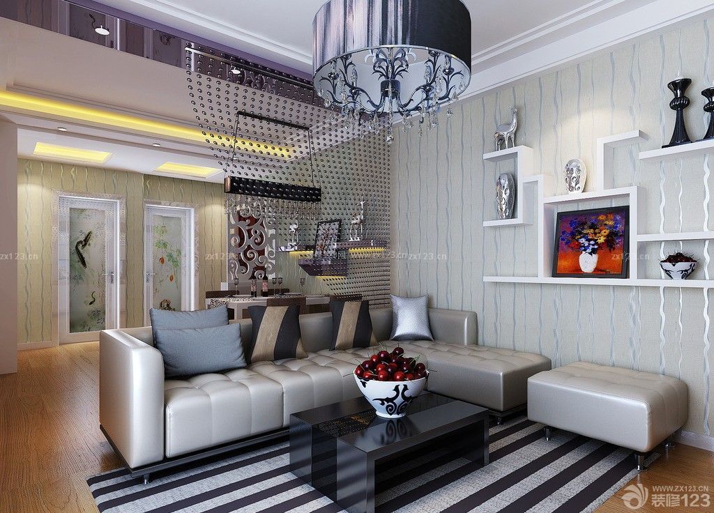 经典时尚80平米房屋客厅沙发装饰图片