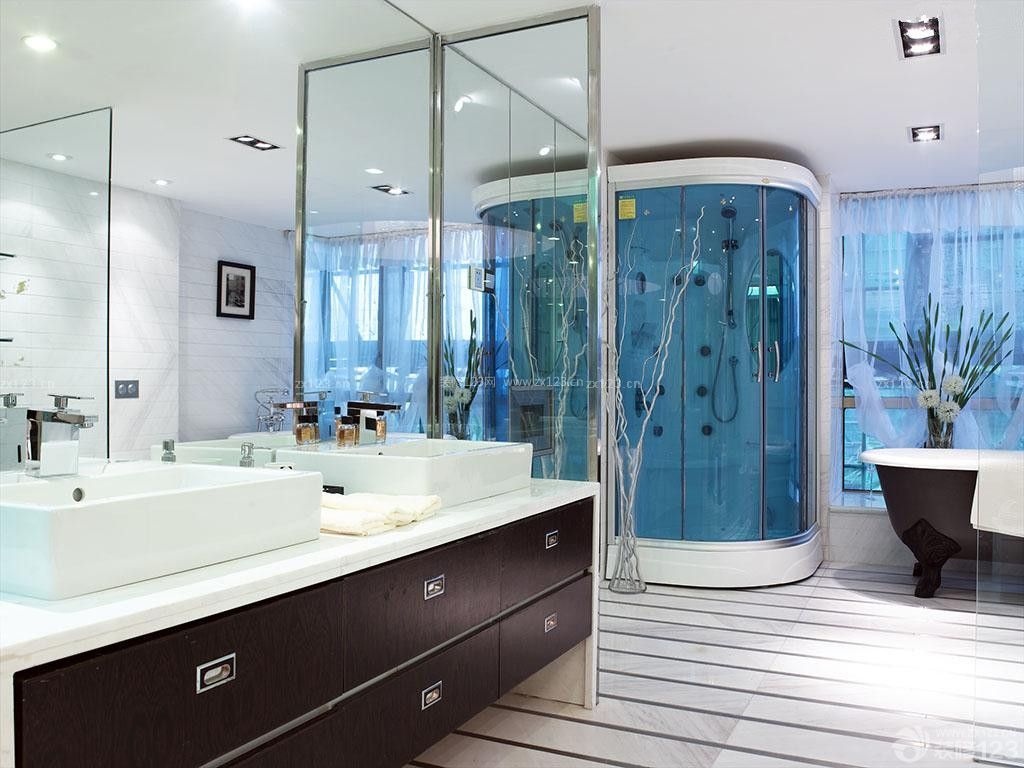 最新现代简约家庭浴室装修效果图大全2014图片