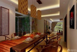 新中式风格家庭餐厅实木家具装修图