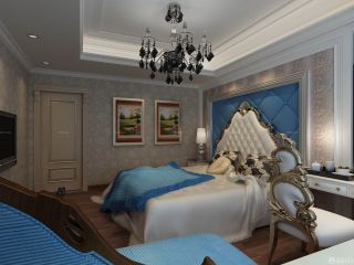 欧式家装设计三室两厅主卧室欧式床布置图
