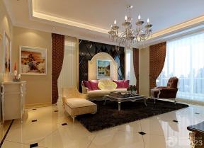 欧式家装设计效果图 时尚客厅 组合沙发 地毯