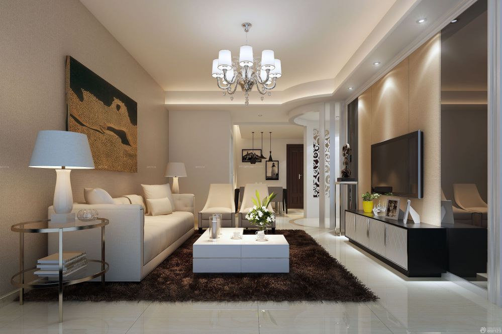现代设计风格时尚客厅沙发背景墙装修图欣赏
