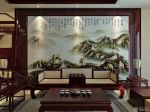 中式风格沙发背景墙瓷砖拼花设计图片