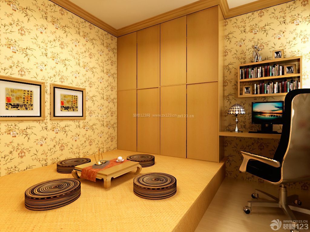 日式风格小房间书房榻榻米装修效果图
