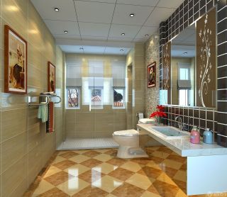 现代风格家居浴室吊顶铝扣板装修效果图