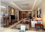 新中式风格长方形客厅室内吊顶水晶灯装修图欣赏