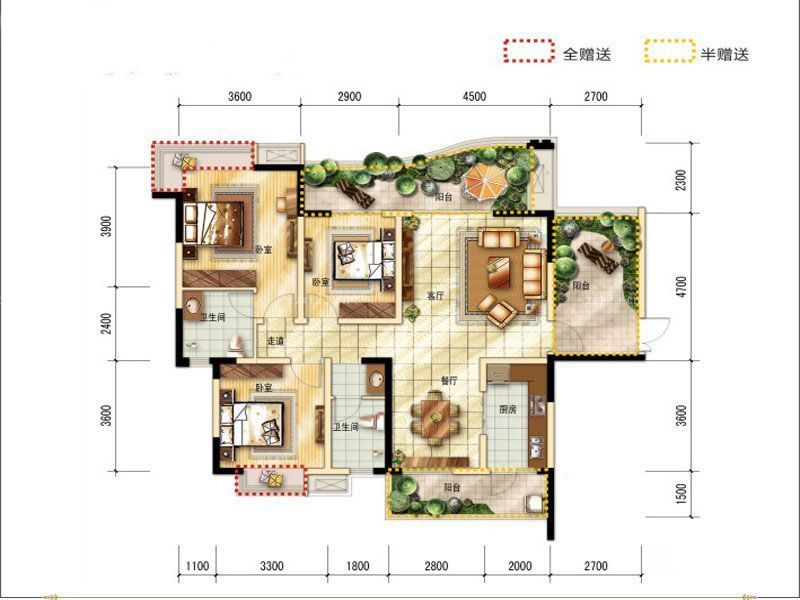 五龙·山屿府户型图8-11号楼C1 面积:133.75m2