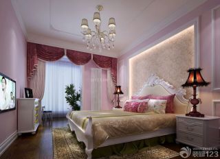 欧式家装设计卧室颜色搭配双人床效果图